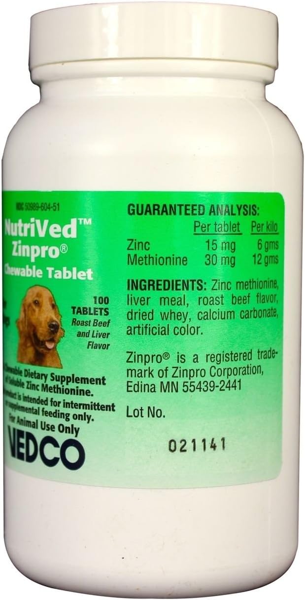 Dog for Dog NutriVed ZinPro Chewable Tablets - 100 Count Bottle