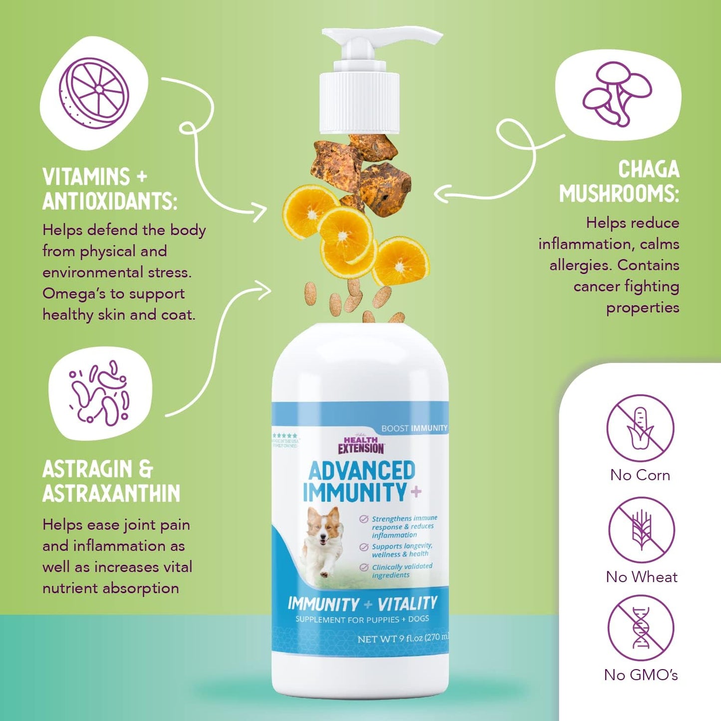 Dog Health Extension Advanced Immunity Supplement - Boost Immune System with Natural Antioxidants and Vitamins, 9 fl oz