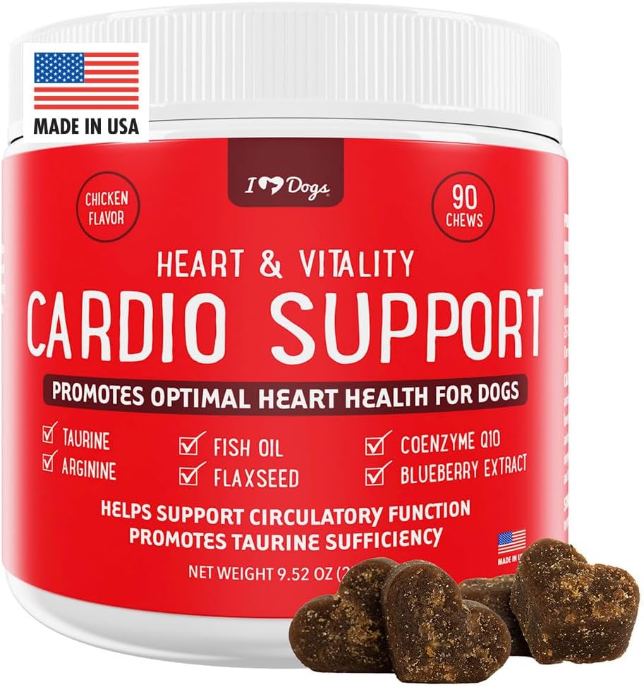 Dog Heart Health Supplement with Anchovy Oil, Taurine, Flaxseed, and More for Vitality