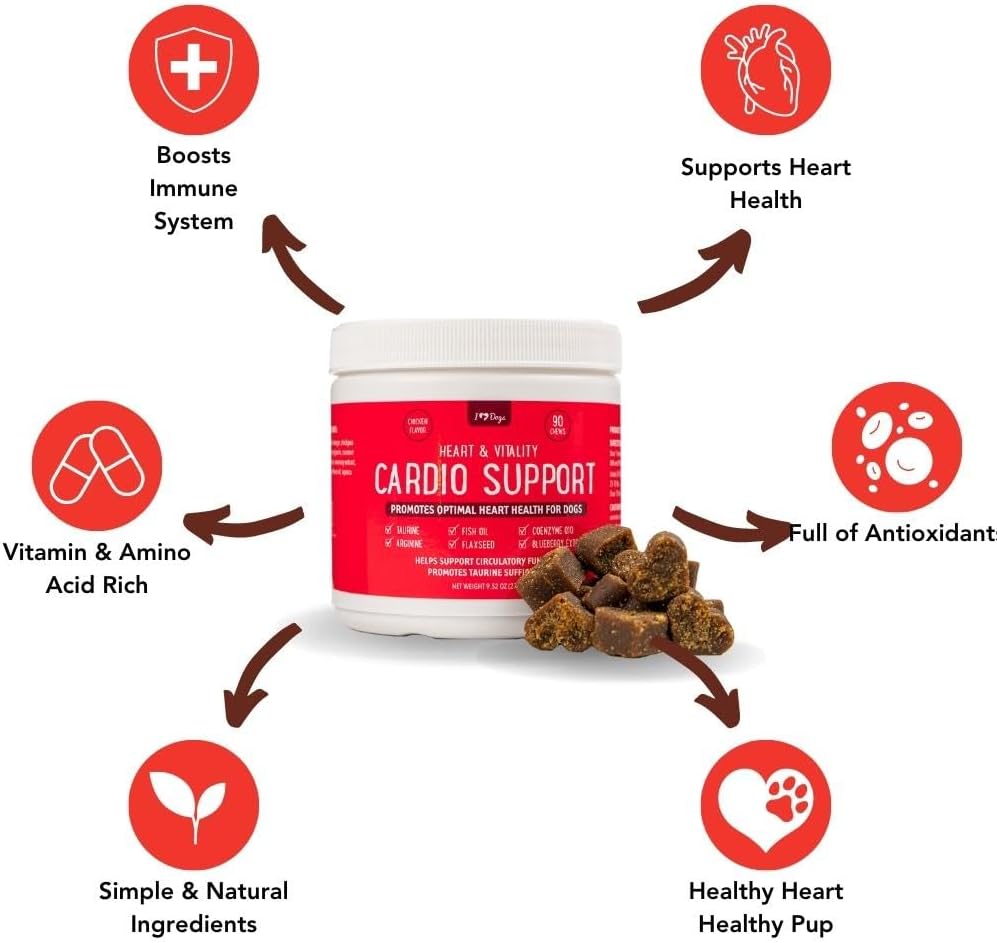 Dog Heart Health Supplement with Anchovy Oil, Taurine, Flaxseed, and More for Vitality