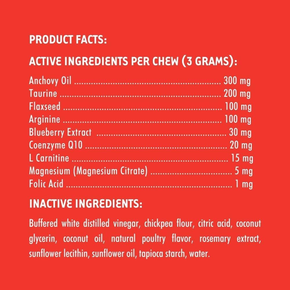 Dog Heart Health Supplement with Anchovy Oil, Taurine, Flaxseed, and More for Vitality