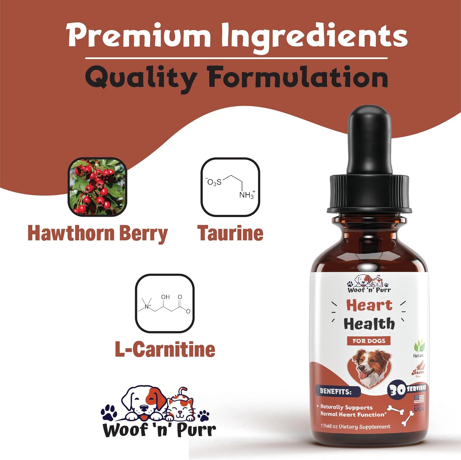 Dog Heart Health Support Supplement - Cardiovascular Function & Overall Heart Health - 1 fl oz