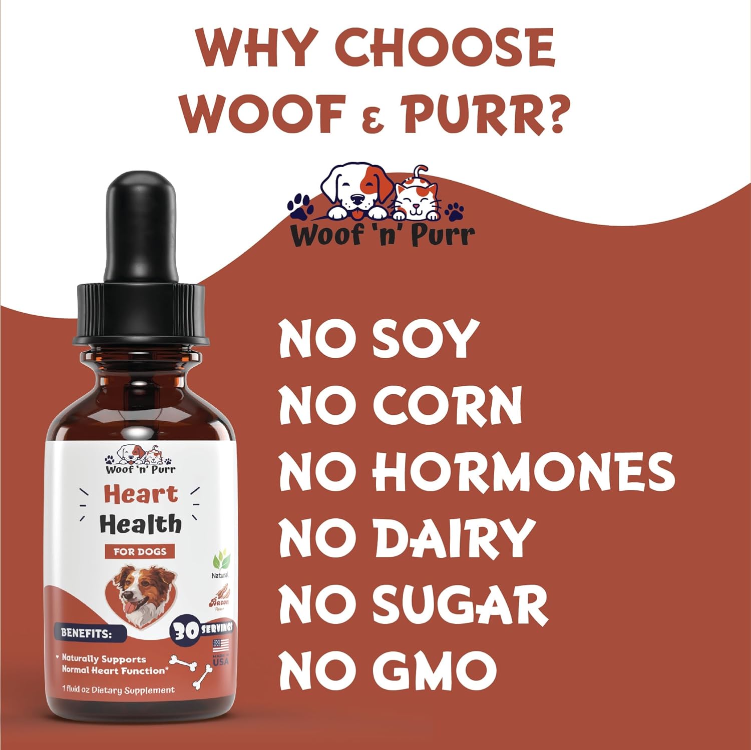 Dog Heart Health Support Supplement - Cardiovascular Function & Overall Heart Health - 1 fl oz