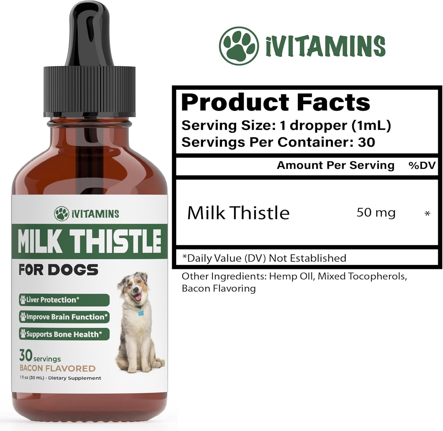 Dog Liver and Kidney Health Support with iVitamins Milk Thistle Supplement - 1 oz