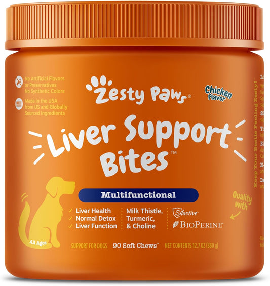 Dog Liver Support Supplement with Milk Thistle & Turmeric - Soft Chew Formula for Liver Function in Dogs