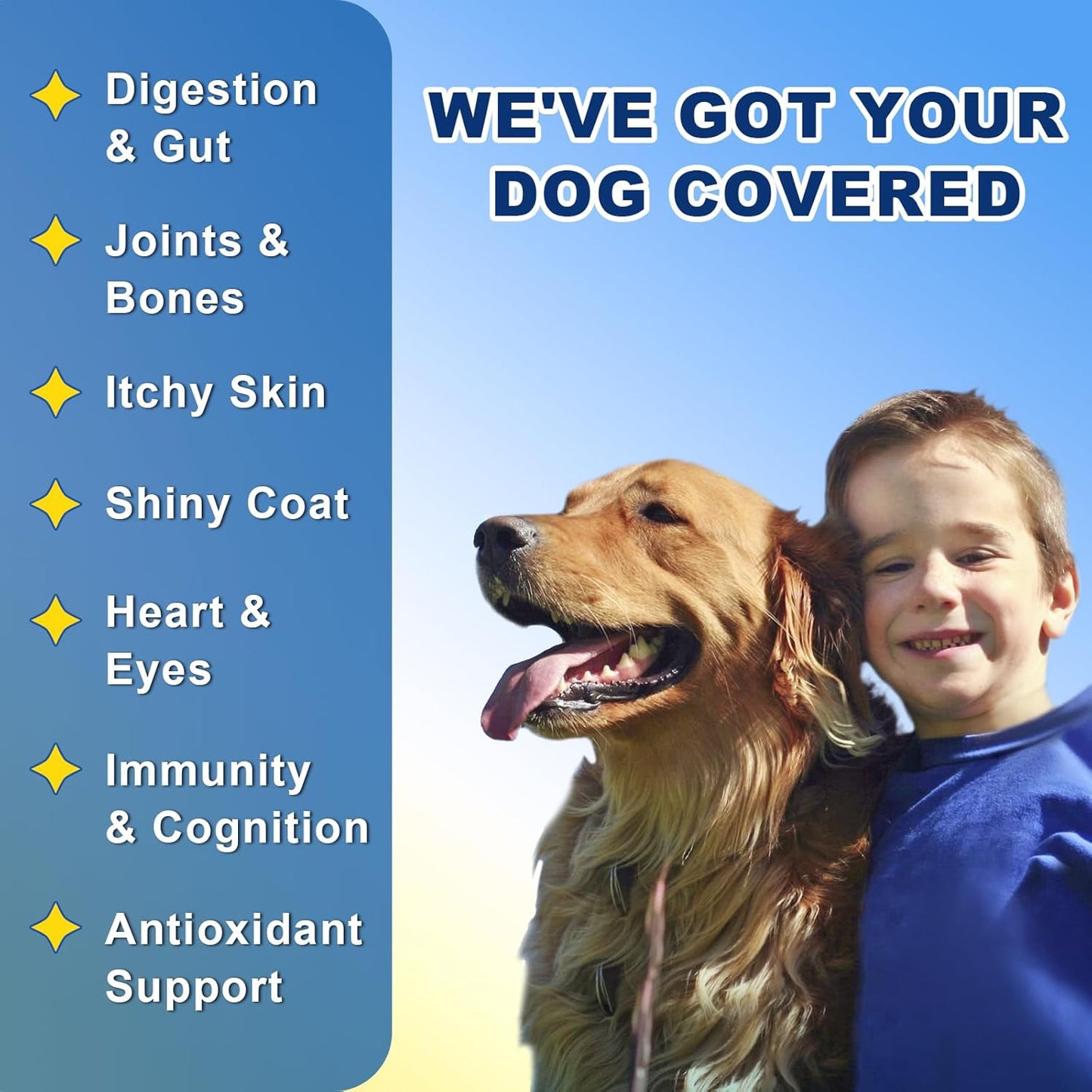 Dog Multivitamin Powder with Probiotics, Glucosamine, Omega 3 for Gut, Joint, Mobility, Skin & Coat - Daily Essential Dog Supplement