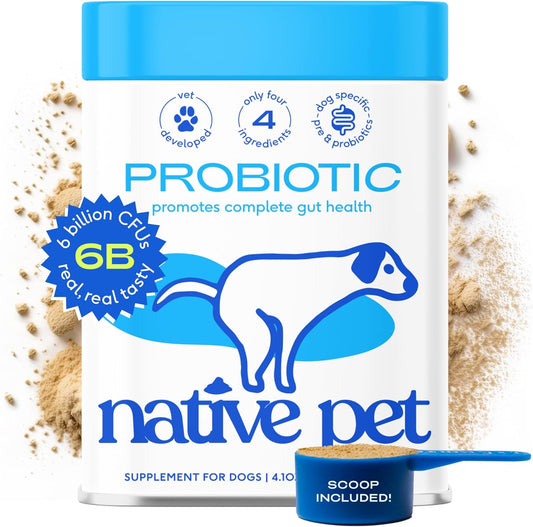 Dog Prebiotic & Probiotic Powder with Bone Broth - 30 Scoops, 4.1 oz - 6 Billion CFU - Vet-Created Digestive Supplement for Dogs