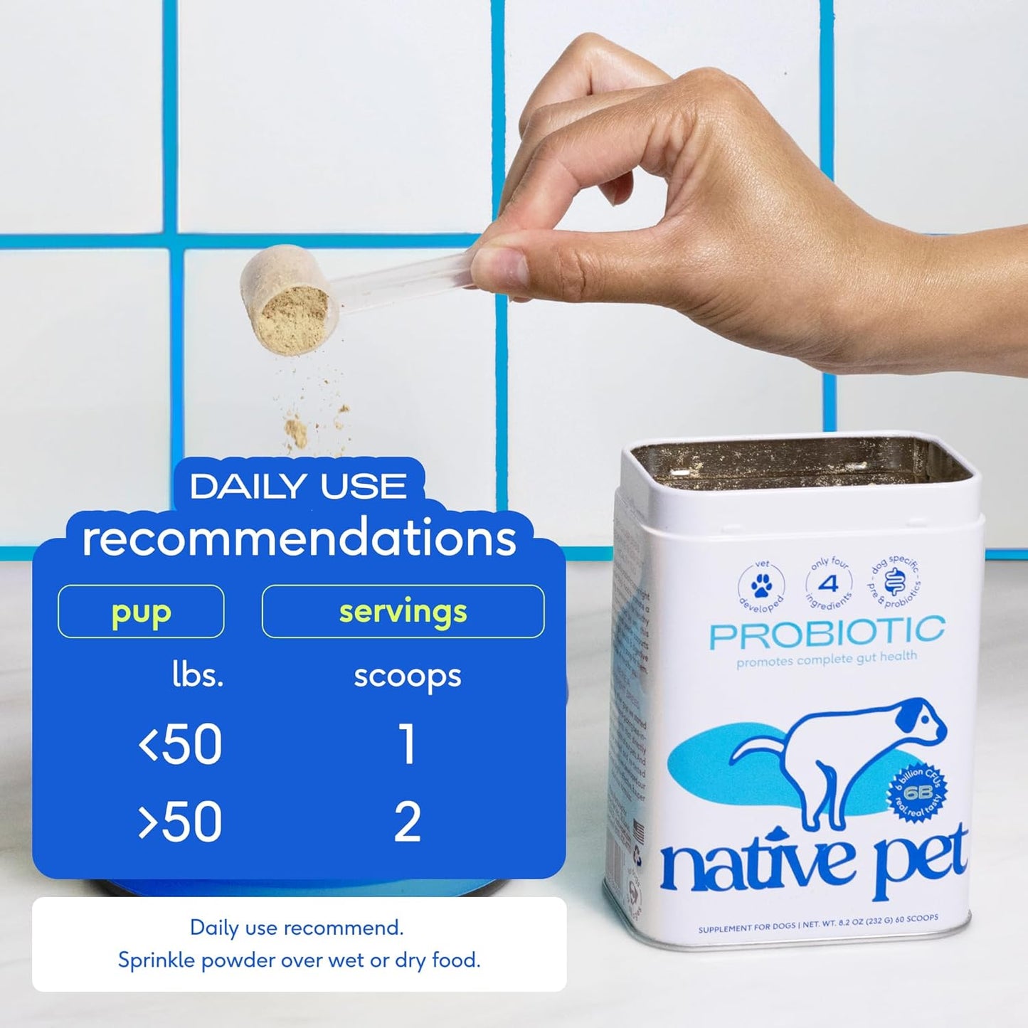 Dog Prebiotic & Probiotic Powder with Bone Broth - 30 Scoops, 4.1 oz - 6 Billion CFU - Vet-Created Digestive Supplement for Dogs