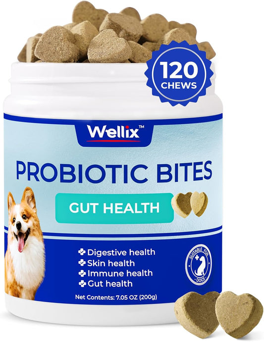Dog Probiotic Chews - Wellix Probiotics for Dogs, Supports Digestive Health, Allergies, Diarrhea, Upset Stomach & Gas Relief
