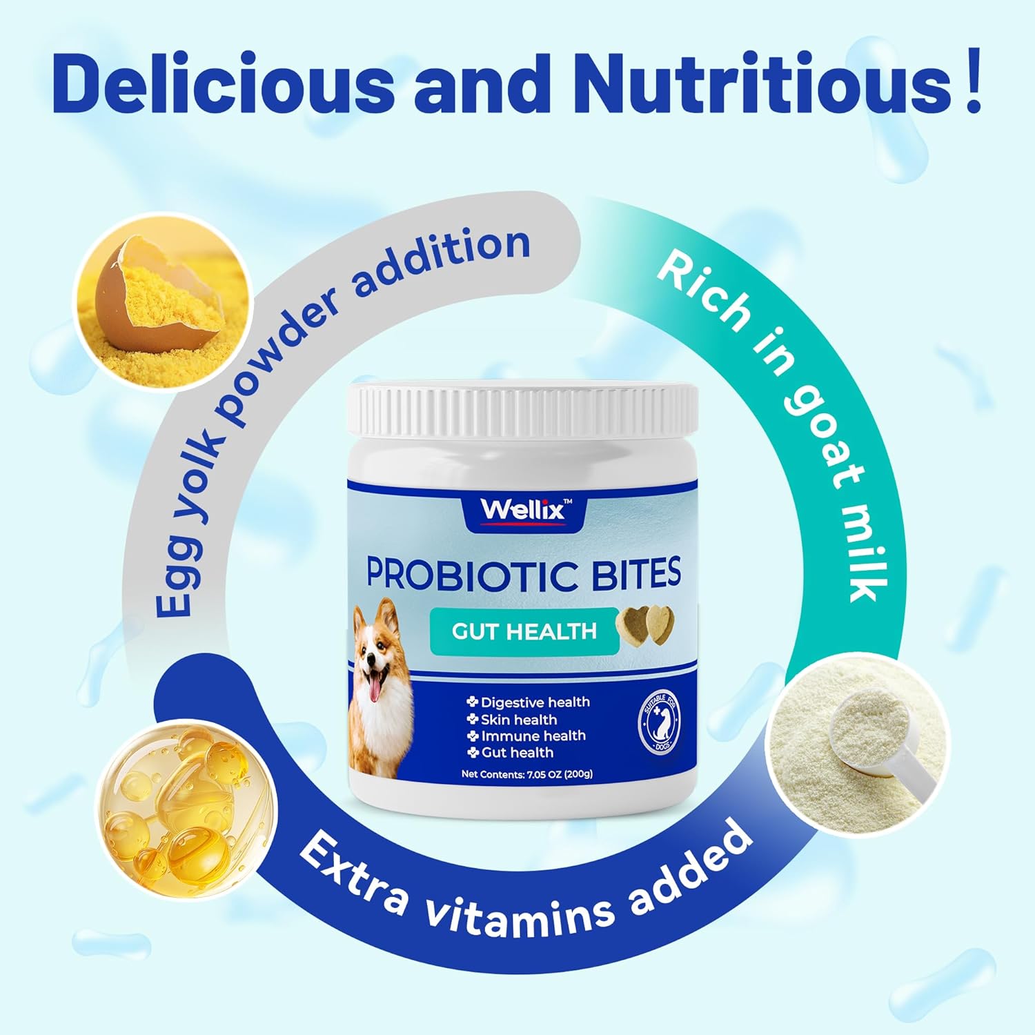 Dog Probiotic Chews - Wellix Probiotics for Dogs, Supports Digestive Health, Allergies, Diarrhea, Upset Stomach & Gas Relief