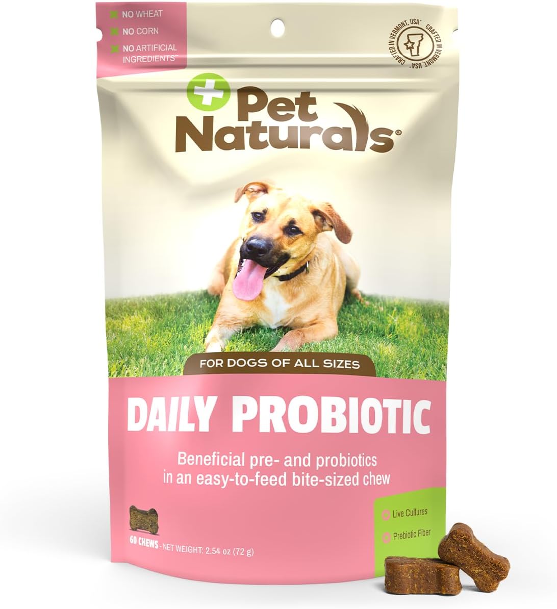 Dog Probiotic Chews with 120M CFUs - Supports Digestive & Gut Health, Immune System, Allergies, Itching - Duck Flavored, 60 Count