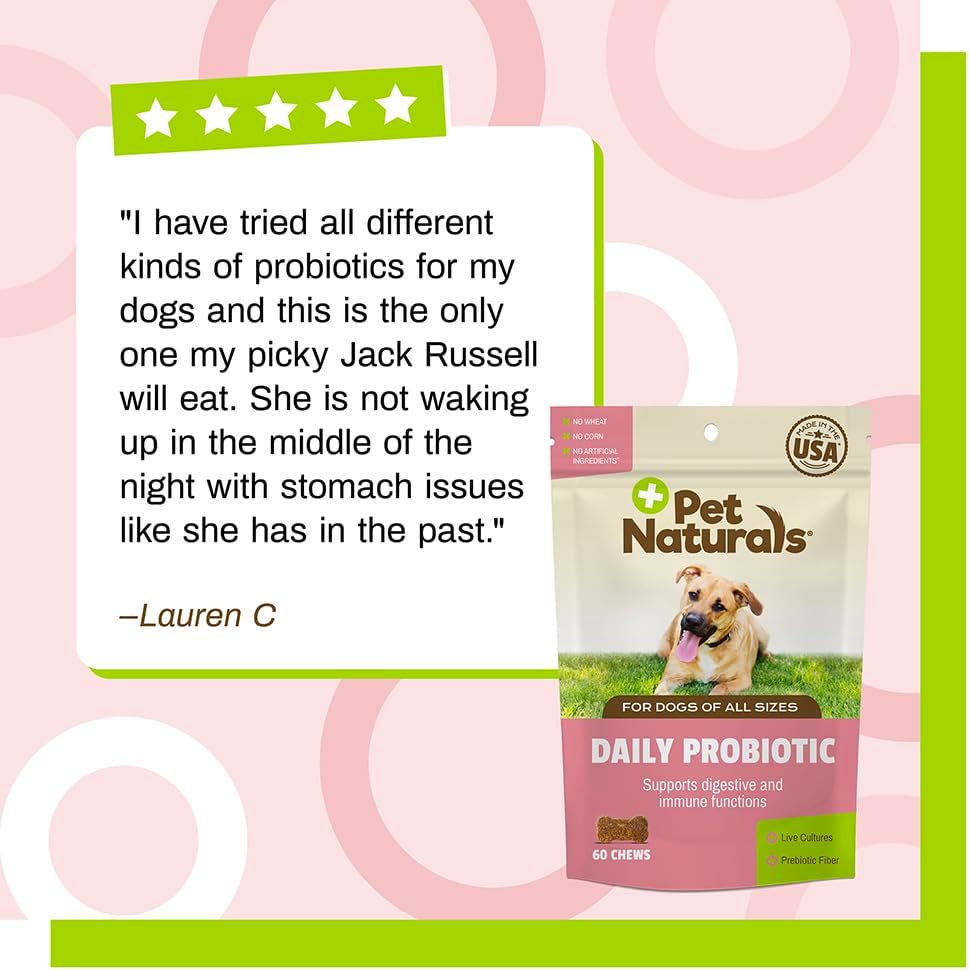 Dog Probiotic Chews with 120M CFUs - Supports Digestive & Gut Health, Immune System, Allergies, Itching - Duck Flavored, 60 Count