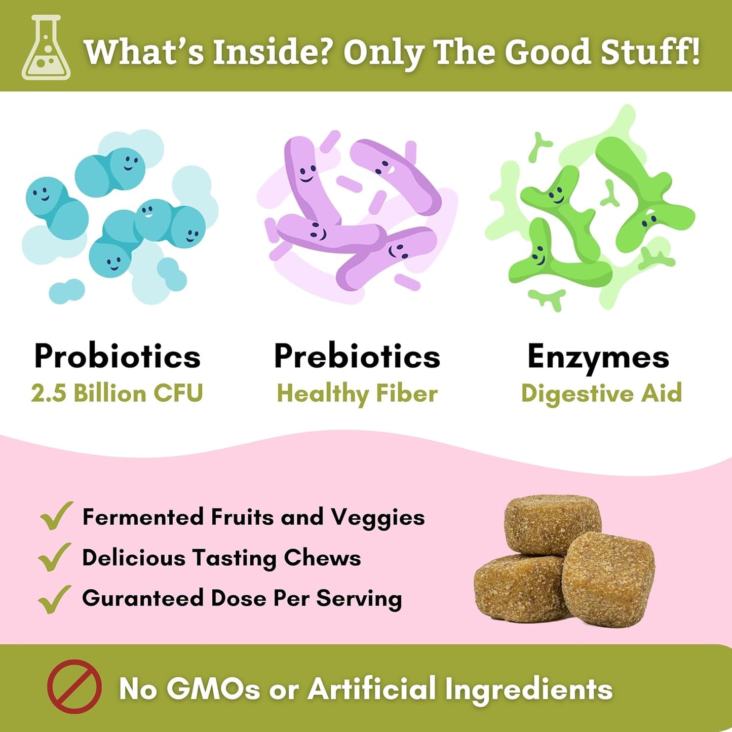 Dog Probiotic Chews with Digestive Enzymes - 240 Count for Gut Health & Immune Support