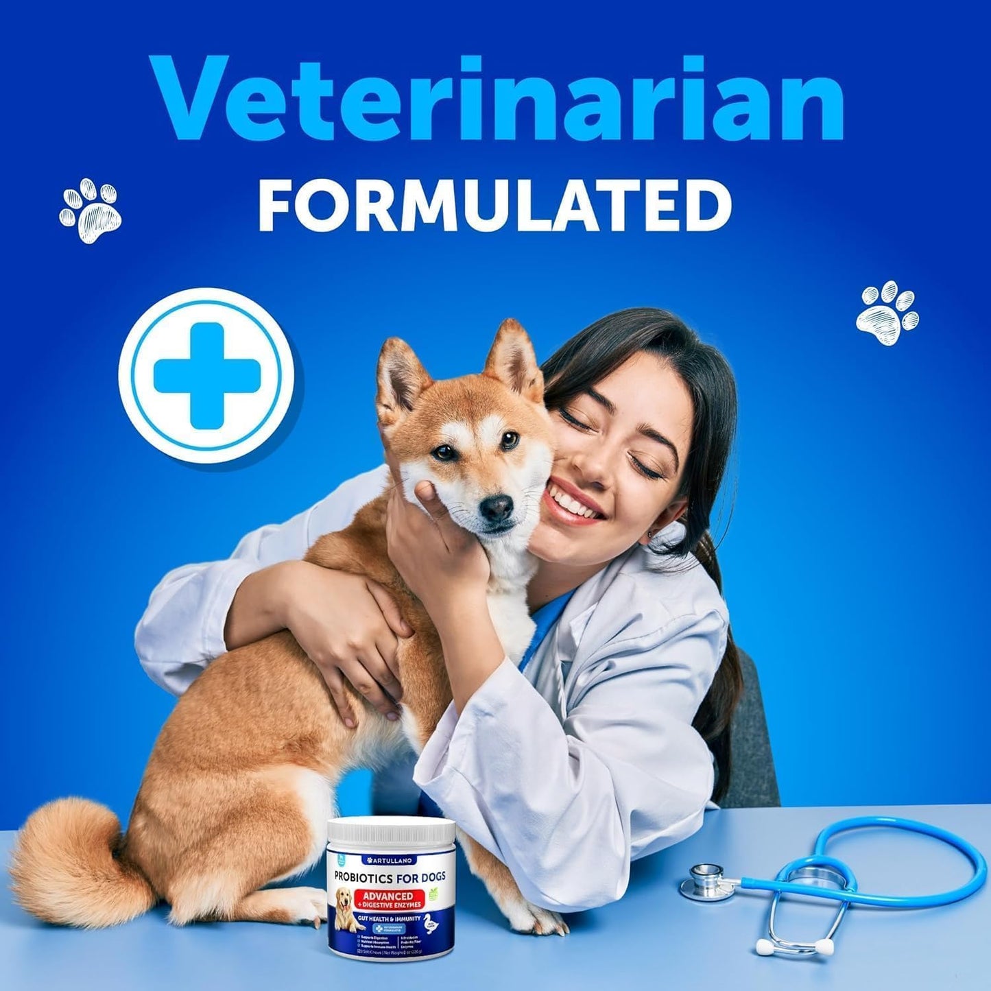 Dog Probiotic Chews with Prebiotics - Improve Gut Health, Skin, Allergies, Immunity - Digestive Enzymes for Dogs - Reduce Gas, Diarrhea - 120 Probiotics