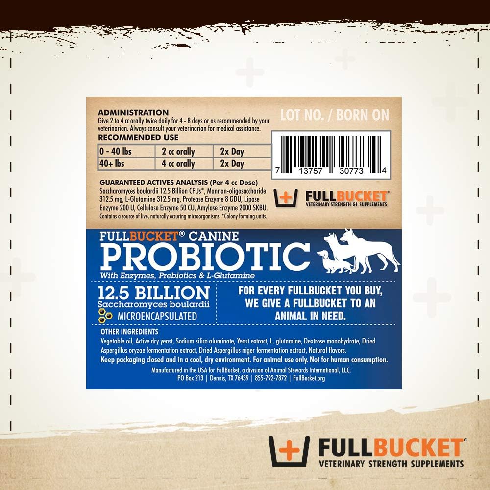 Dog Probiotic Paste with 12.5 Billion CFUs, Enzymes, Prebiotics, L-Glutamine - 32.5 mL Tube for Urgent Care