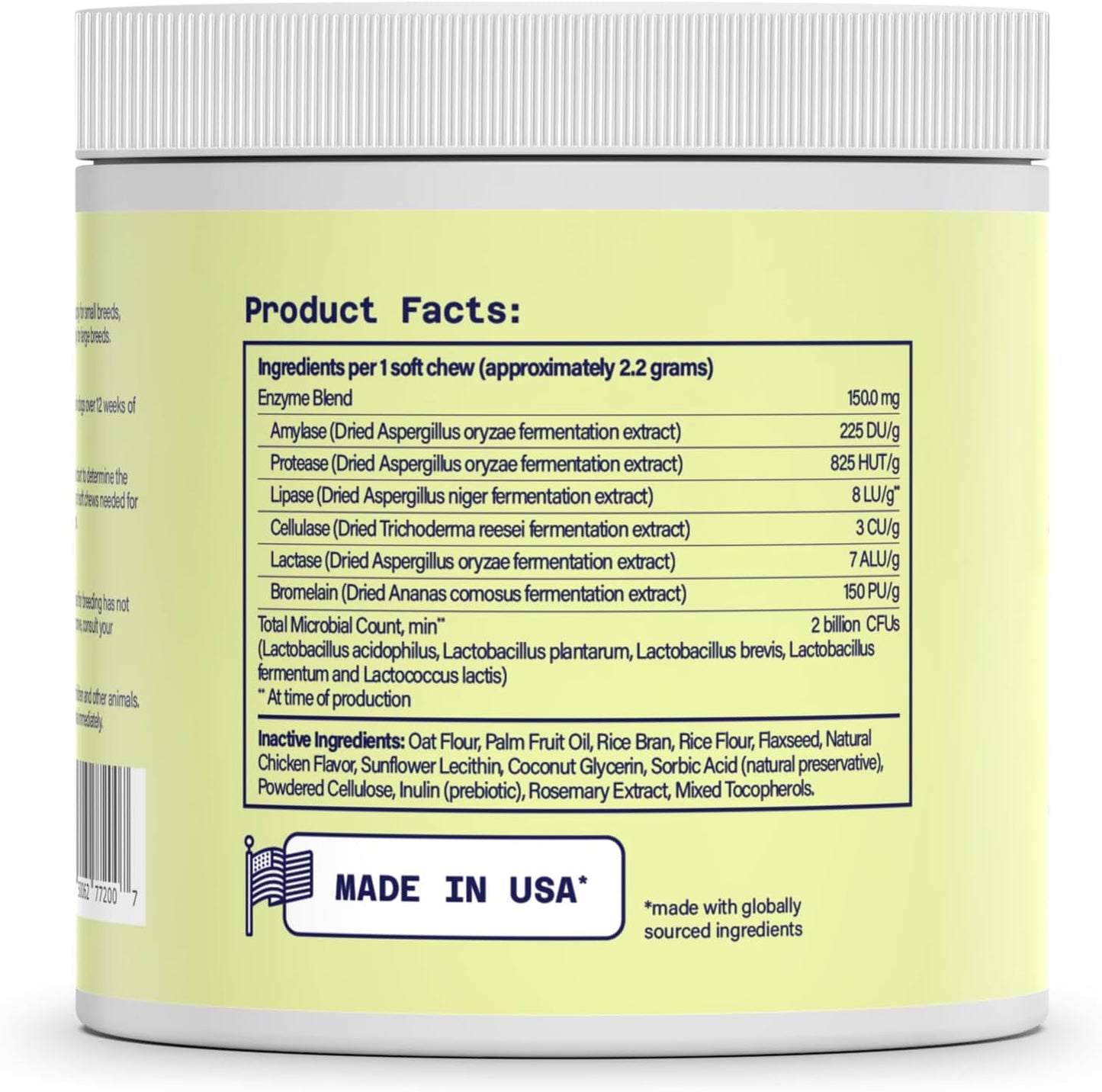 Dog Probiotics 120 ct. for Digestive Health, Gut Support, Diarrhea, Allergies - 2 Billion CFUs, 264g