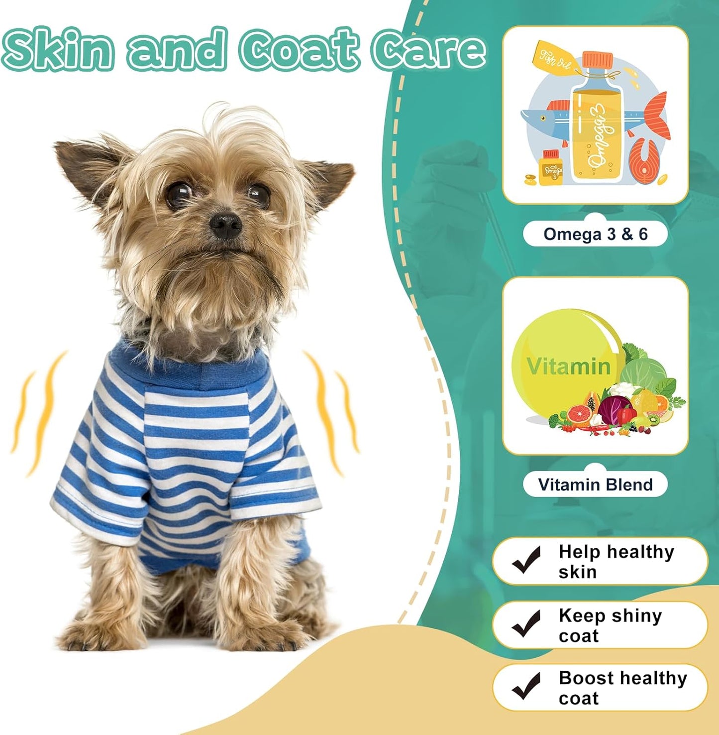 Dog Probiotics with Digestive Enzymes, Prebiotics, Omega-3, 6, Vitamins - 6 Billion CFUs, 120 Chews for Gut Health & Immune Support
