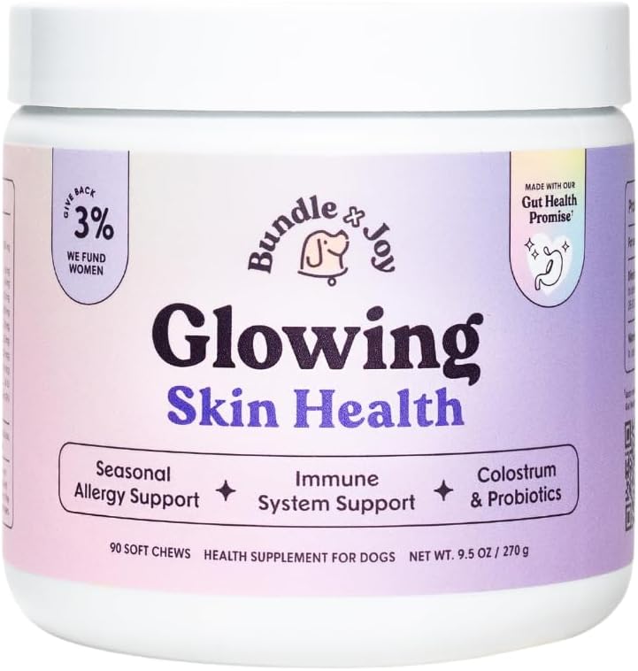 Dog Skin and Coat Supplement Bundle - 90 Soft Chews with Probiotics, Omega 3, Salmon Oil, Turmeric - Supports Allergies & Itchiness in Dogs