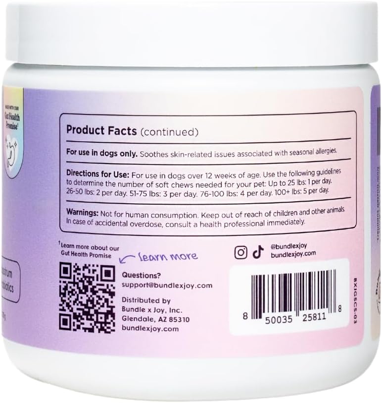 Dog Skin and Coat Supplement Bundle - 90 Soft Chews with Probiotics, Omega 3, Salmon Oil, Turmeric - Supports Allergies & Itchiness in Dogs
