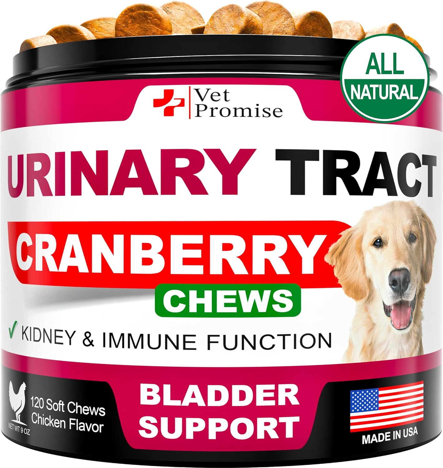 Dog UTI Treatment - Cranberry Supplement for Bladder Control & Infections - Made in USA - Multivitamin Chews for Urinary Health