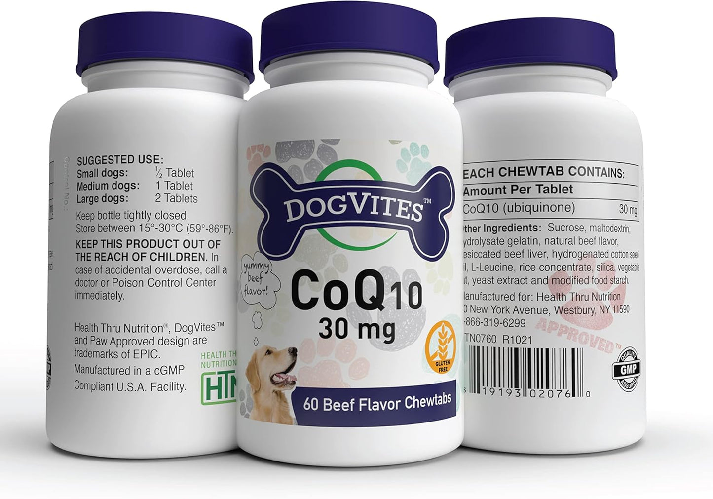 Dog-Vites CoQ10 for Dogs, 60 Chewable Beef-Flavored Tablets with 30mg - Health Thru Nutrition