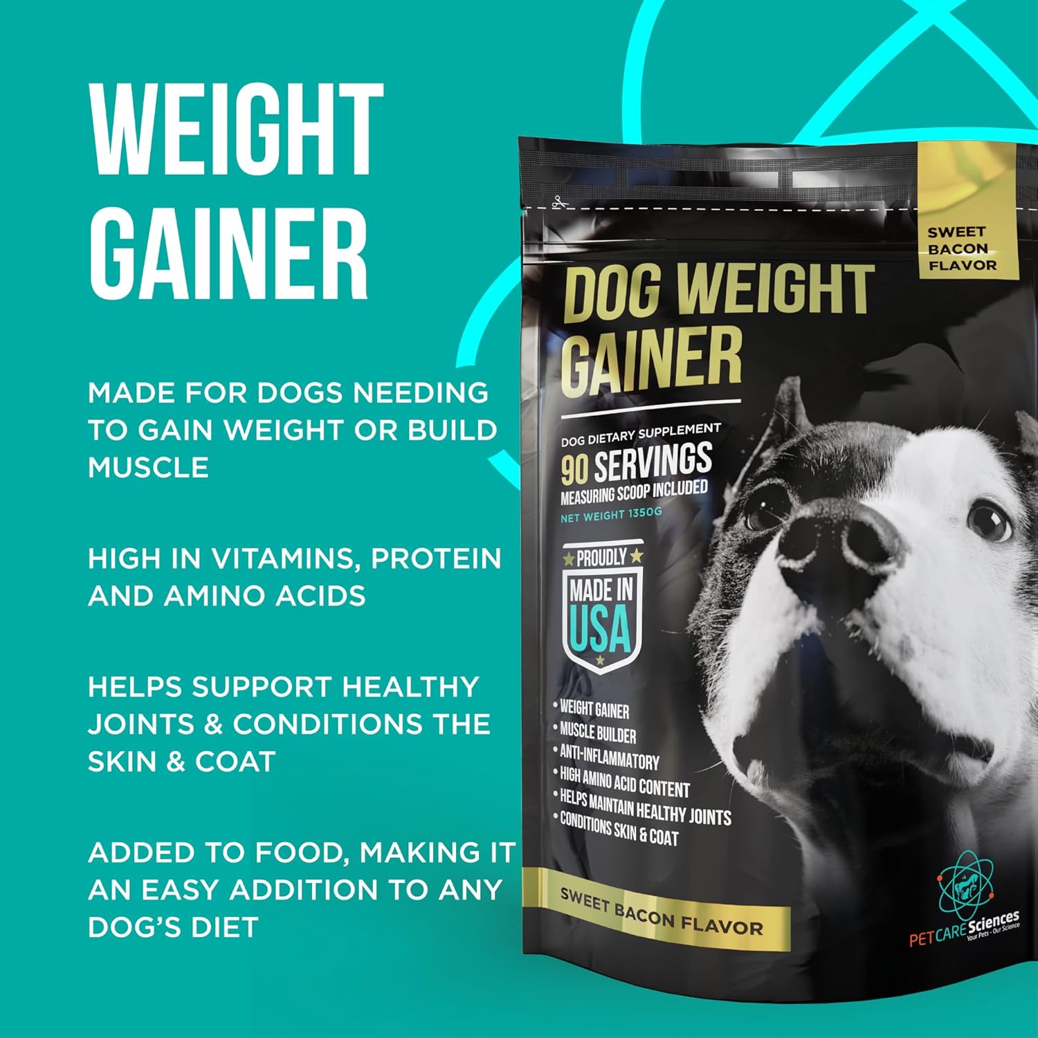 Dog Weight Gainer: High Calorie Protein Powder for Canine Muscle Building - 90 Servings of Pet Care Sciences Weight Gain Supplements