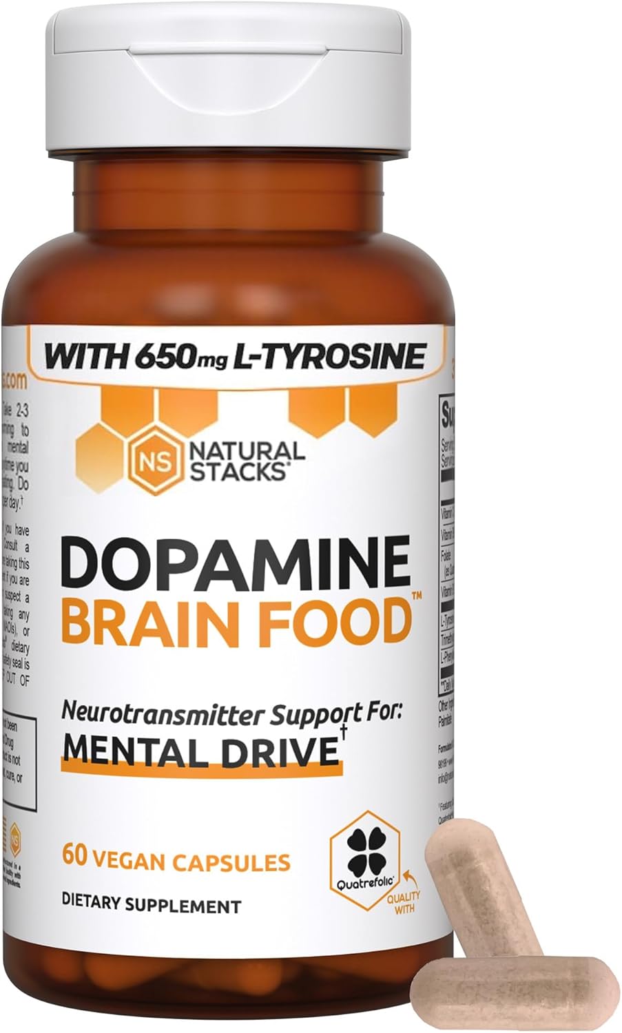 Dopamine Brain Food Supplement with L-Tyrosine for Focus & Energy - 60 Capsules