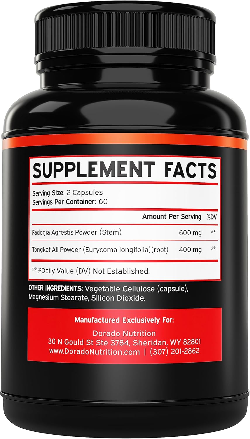 Dorado Nutrition Fadogia Agrestis and Tongkat Ali Blend with Turkesterone - 600mg, 400mg, and 500mg Per Serving