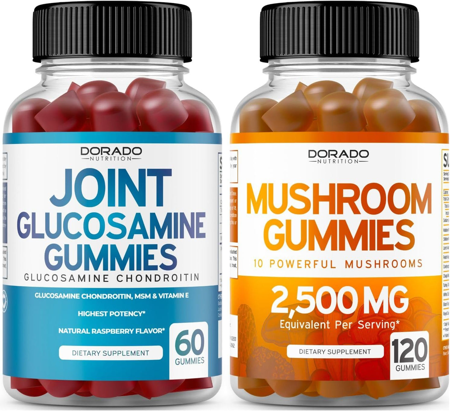 Dorado Nutrition Glucosamine Chondroitin & Mushroom Gummies Combo Pack (180 Count) - Joint Support & Immune Boost