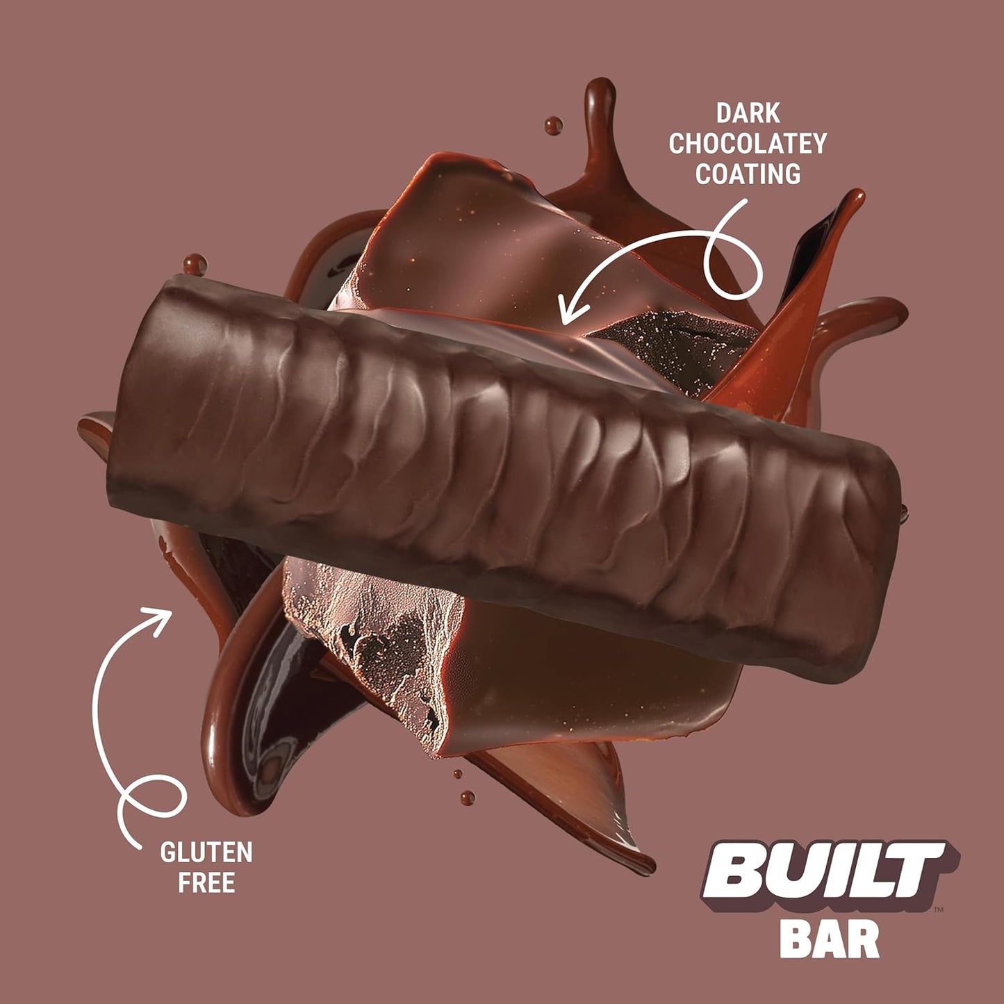 Double Chocolate Fudge Built Bar, 17g Protein Snack, Low Calorie On-The-Go Bars, 12 Count