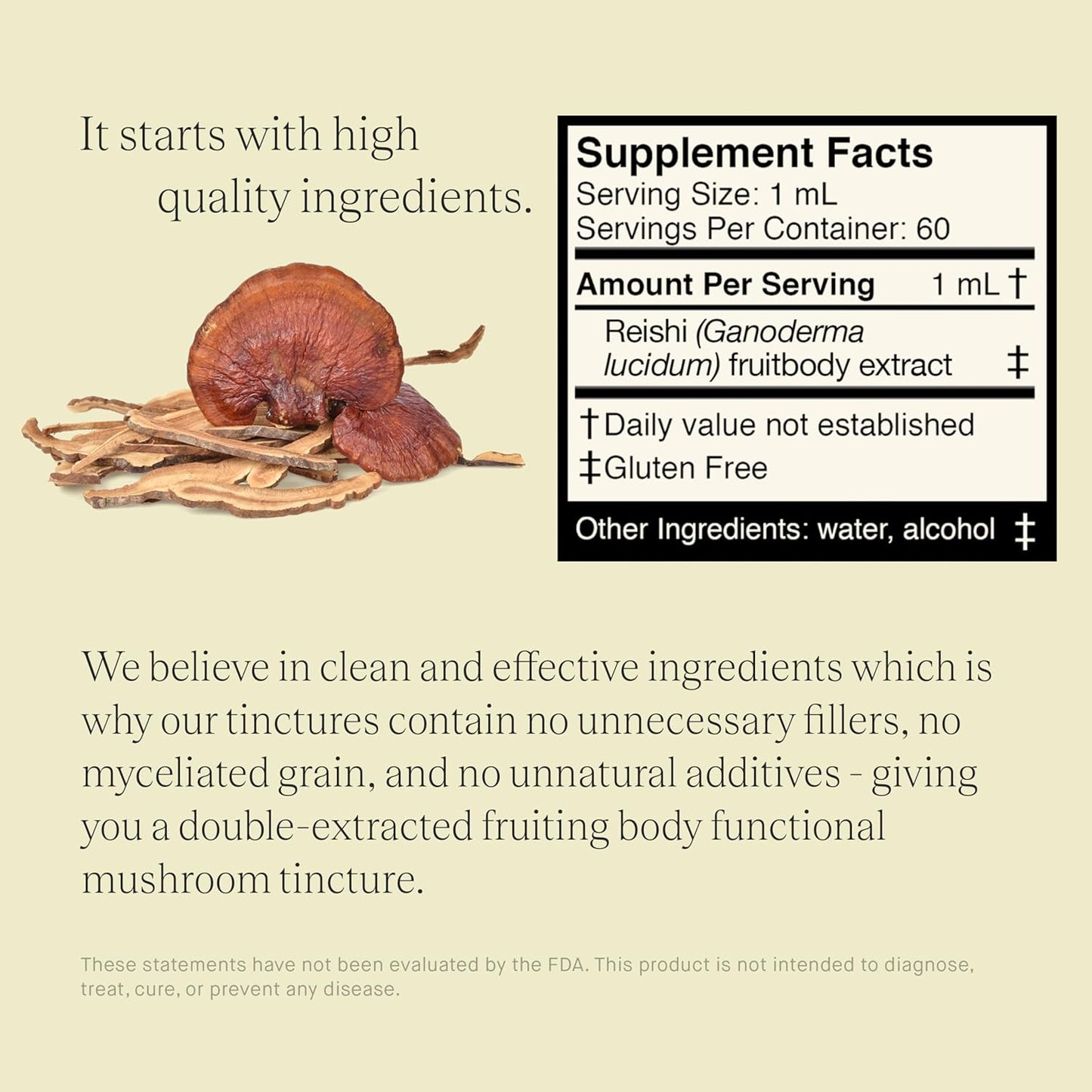 Double Extracted Reishi Mushroom Tincture for Immunity Boost, Inflammation Reduction, Sleep Improvement, Hormone Balance - 60 Servings