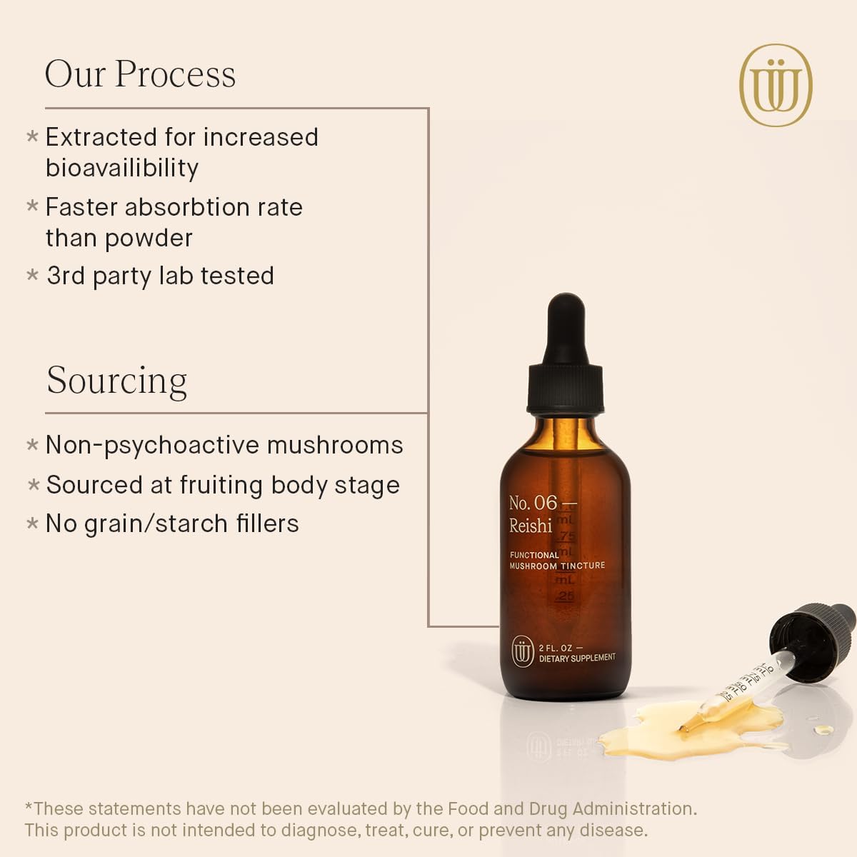 Double Extracted Reishi Mushroom Tincture for Immunity Boost, Inflammation Reduction, Sleep Improvement, Hormone Balance - 60 Servings