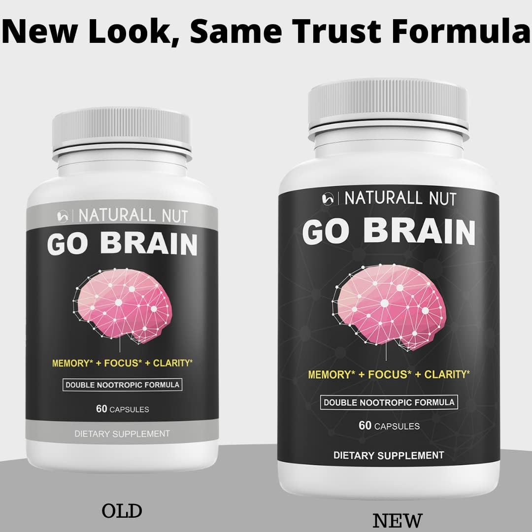 Double Nootropic Formula for Memory and Focus with Ginkgo Biloba and Bacopa Monnieri - Brain Supplements for Women & Men