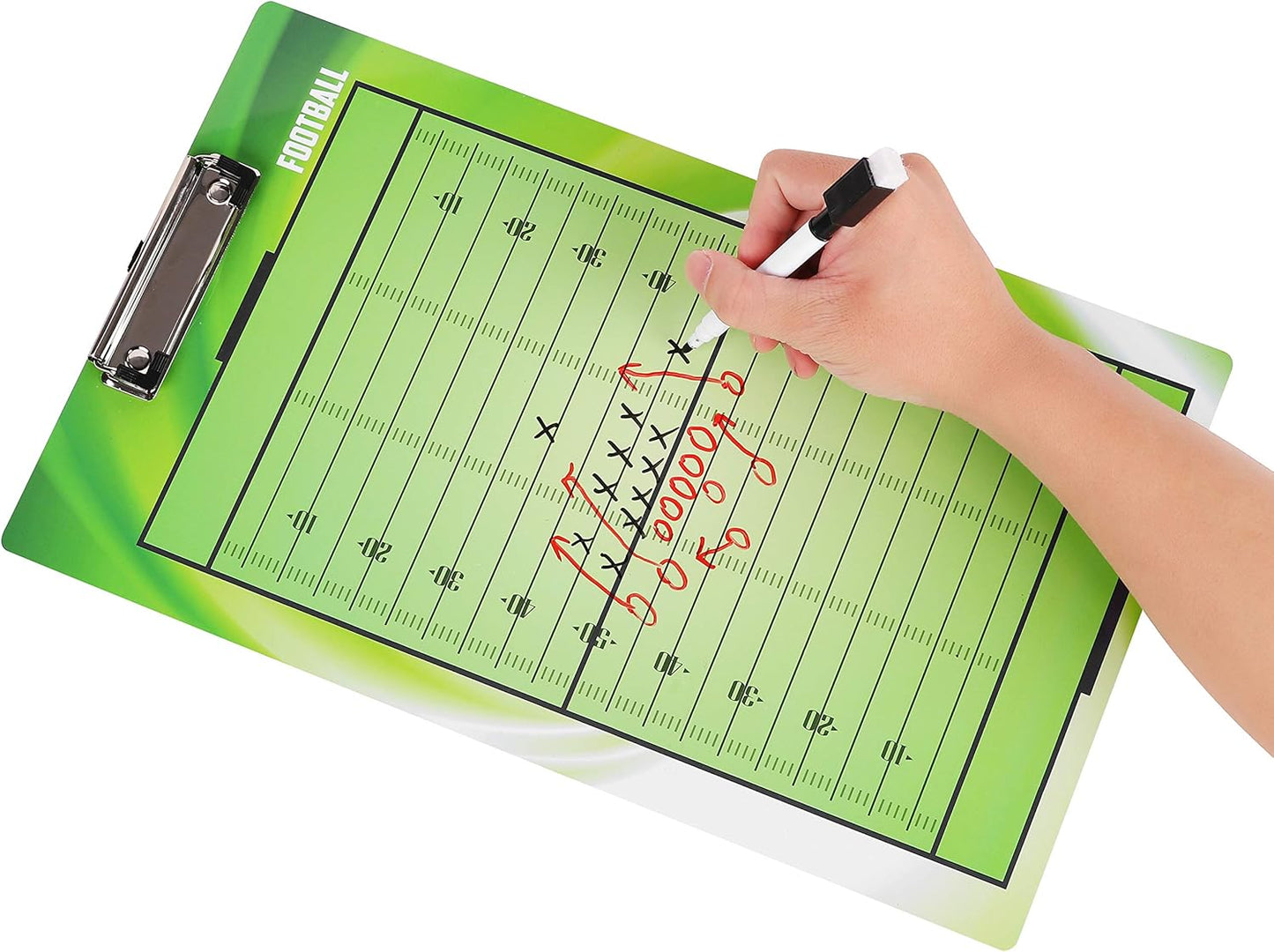 Double-Sided Dry-Erase Football Coaching Board Clipboard for American Football Coaches - Includes 2 Erasable Pens by BETTERLINE
