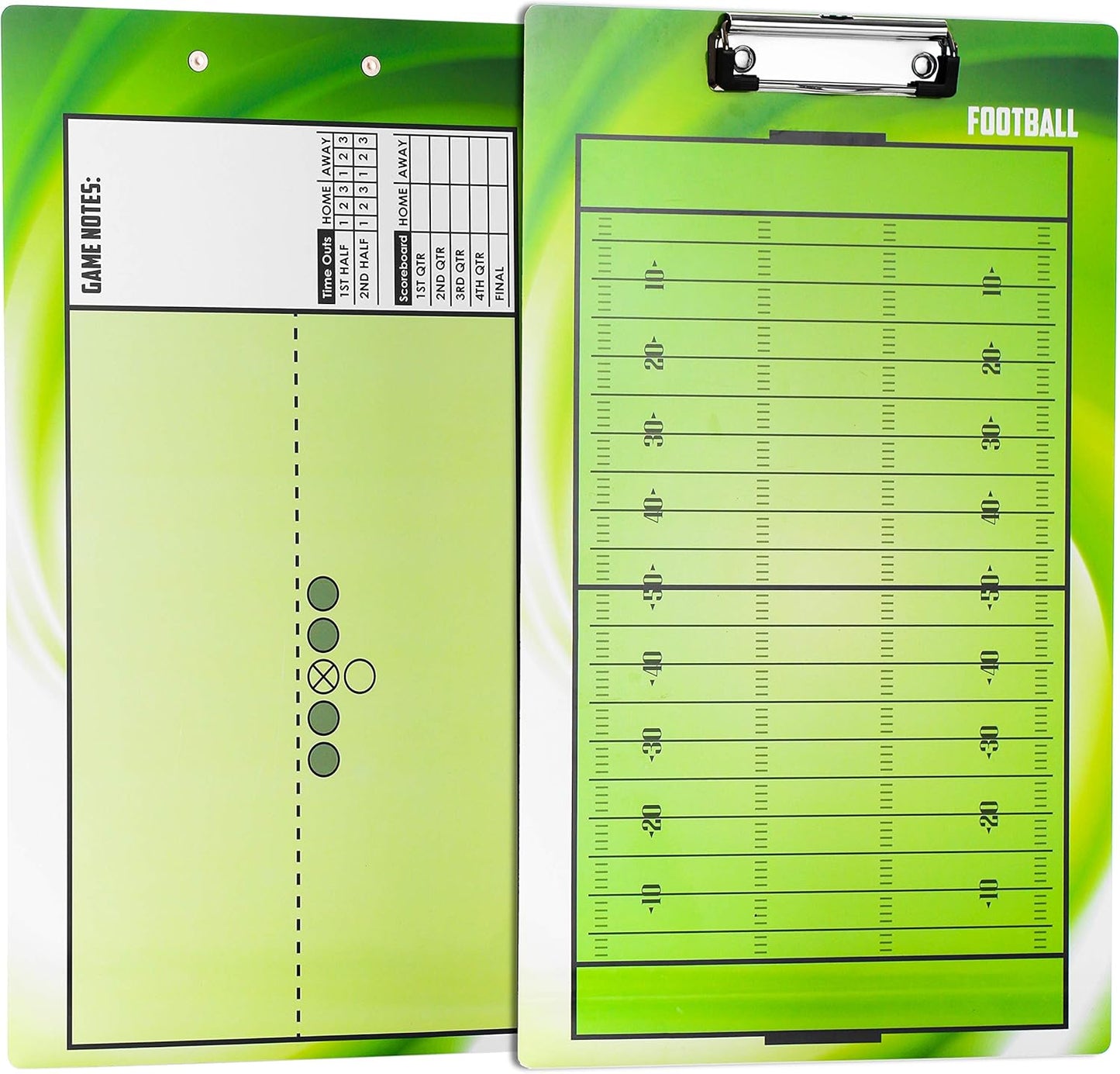 Double-Sided Dry-Erase Football Coaching Board Clipboard for American Football Coaches - Includes 2 Erasable Pens by BETTERLINE