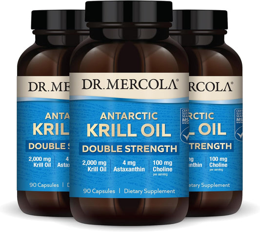 Double Strength Dr. Mercola Krill Oil - 90 Servings (270 Capsules) - 2,000 mg Per Serving - Omega-3 Dietary Supplement - Non-GMO - MSC Certified