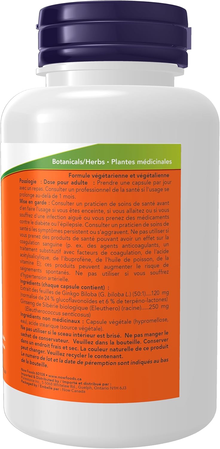 Double Strength Ginkgo Biloba 120mg Supplements by NOW Foods - Non-GMO, 100 Veg Capsules