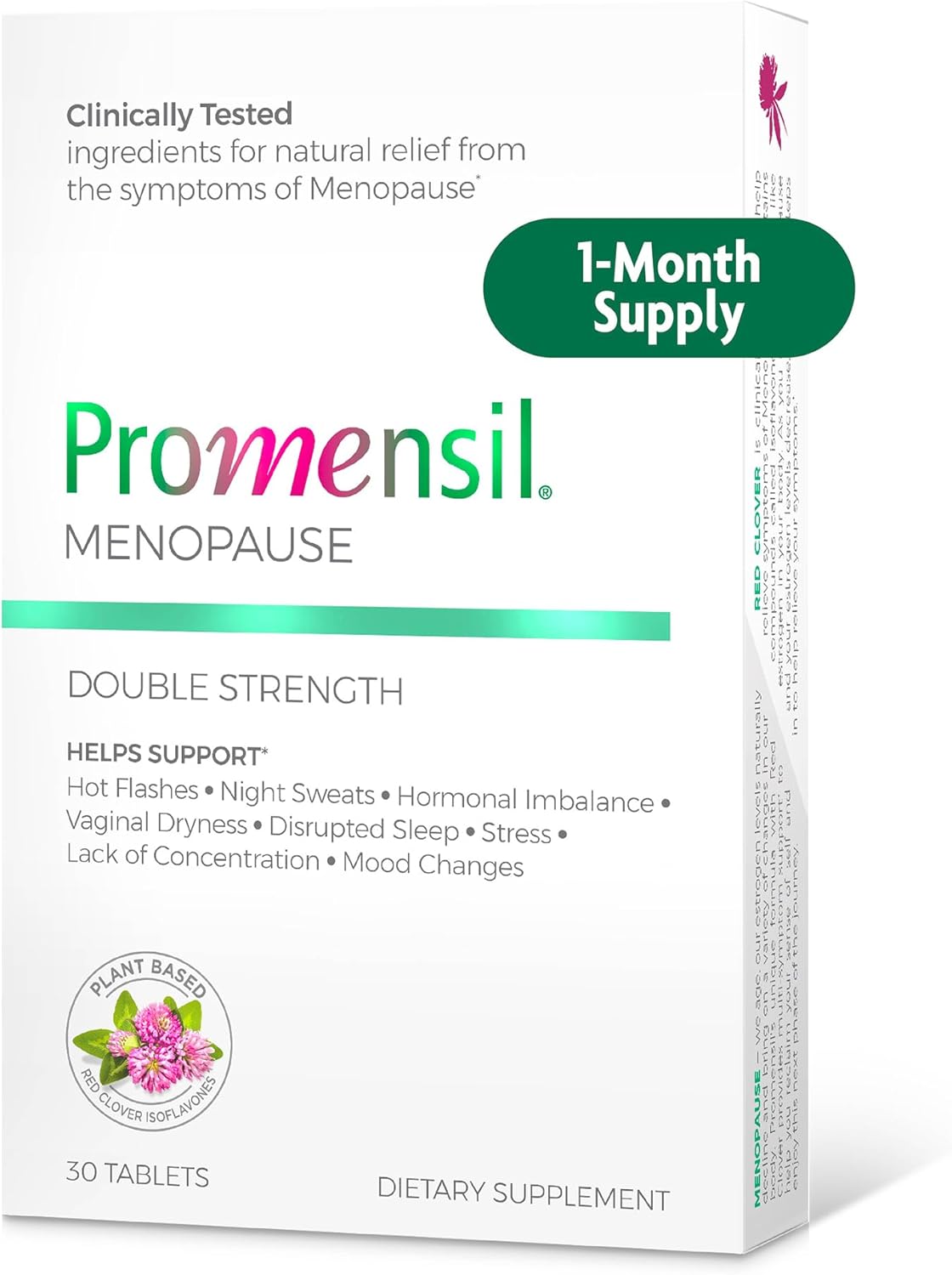 Double Strength Menopause Supplements for Women - Red Clover Isoflavones, Estrogen Vitamins - Supports Hot Flashes, Night Sweats, Restlessness - 30 Count