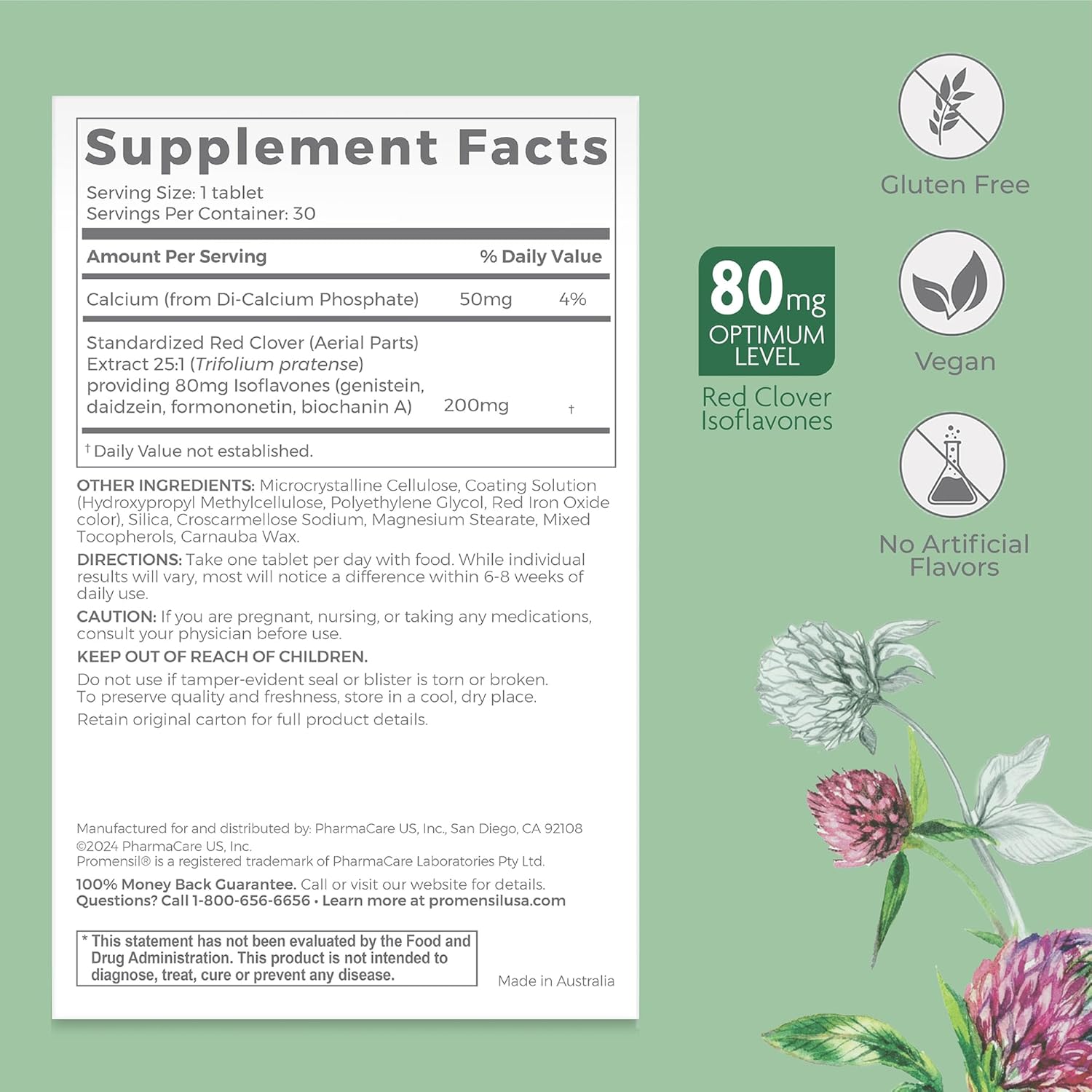 Double Strength Menopause Supplements for Women - Red Clover Isoflavones, Estrogen Vitamins - Supports Hot Flashes, Night Sweats, Restlessness - 30 Count