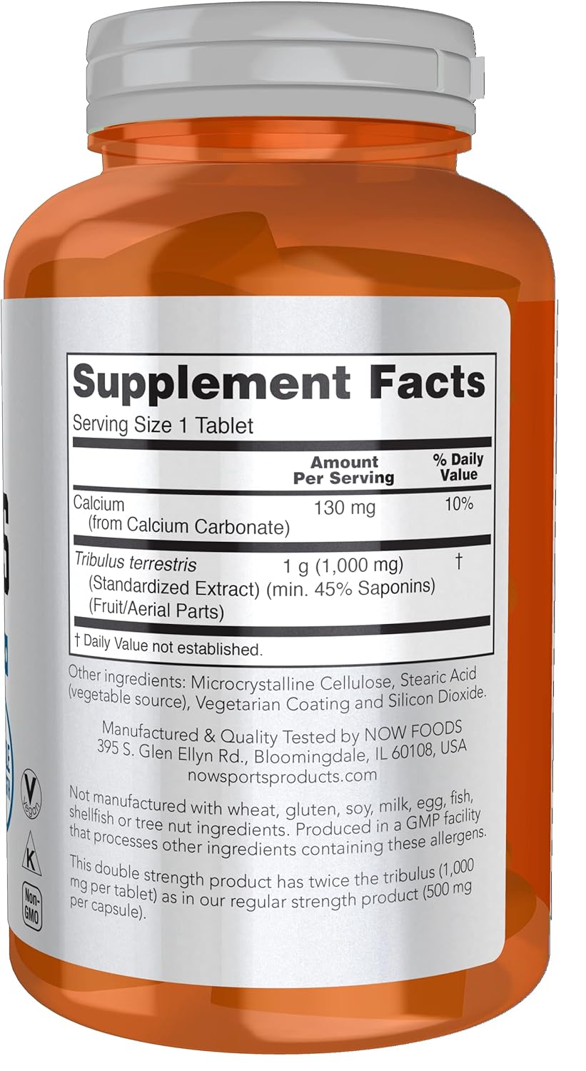 Double Strength Tribulus terrestris 1,000 mg for Men's Health - 180 Tablets by NOW Sports