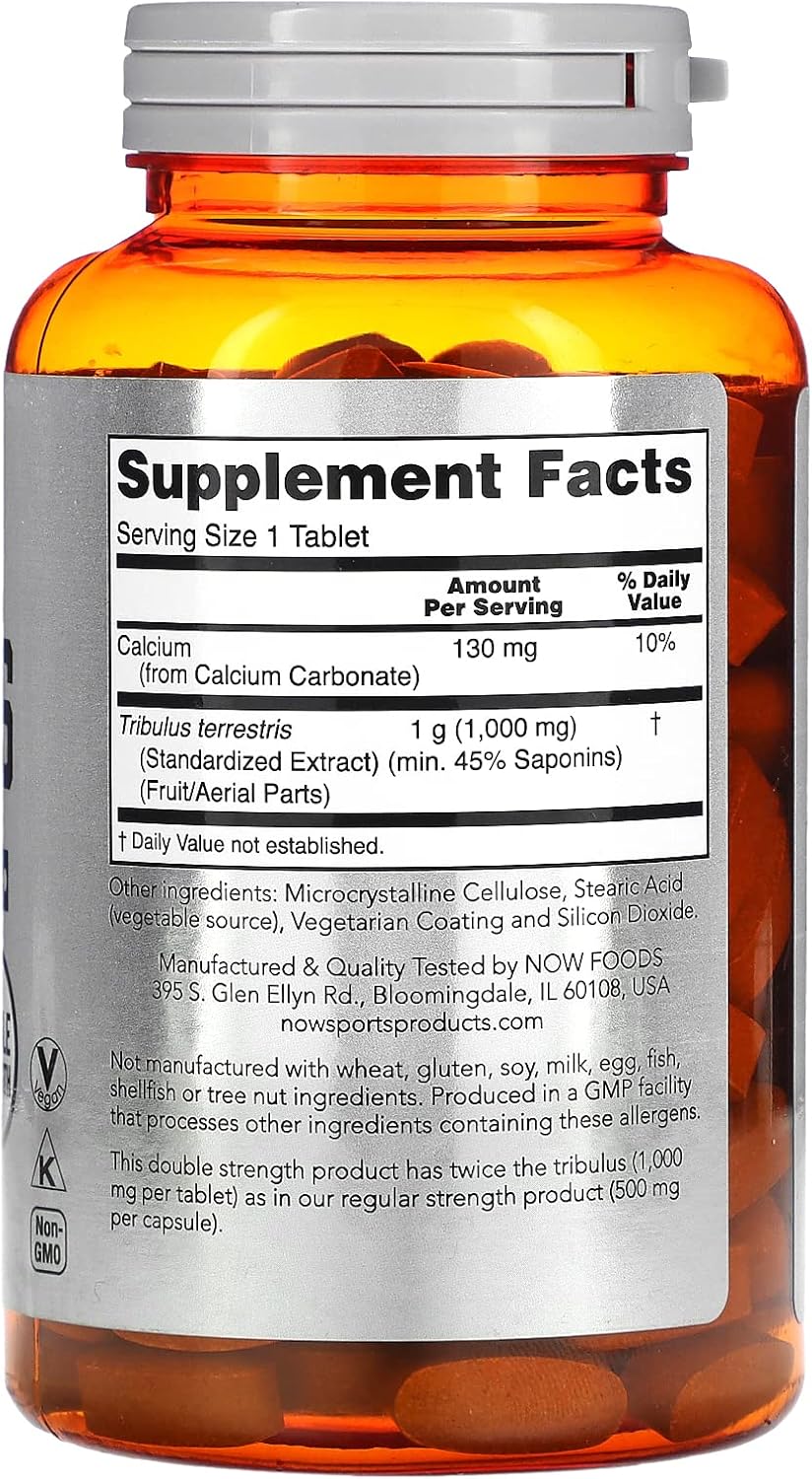Double Strength Tribulus terrestris 1,000 mg for Men's Health - 180 Tablets by NOW Sports