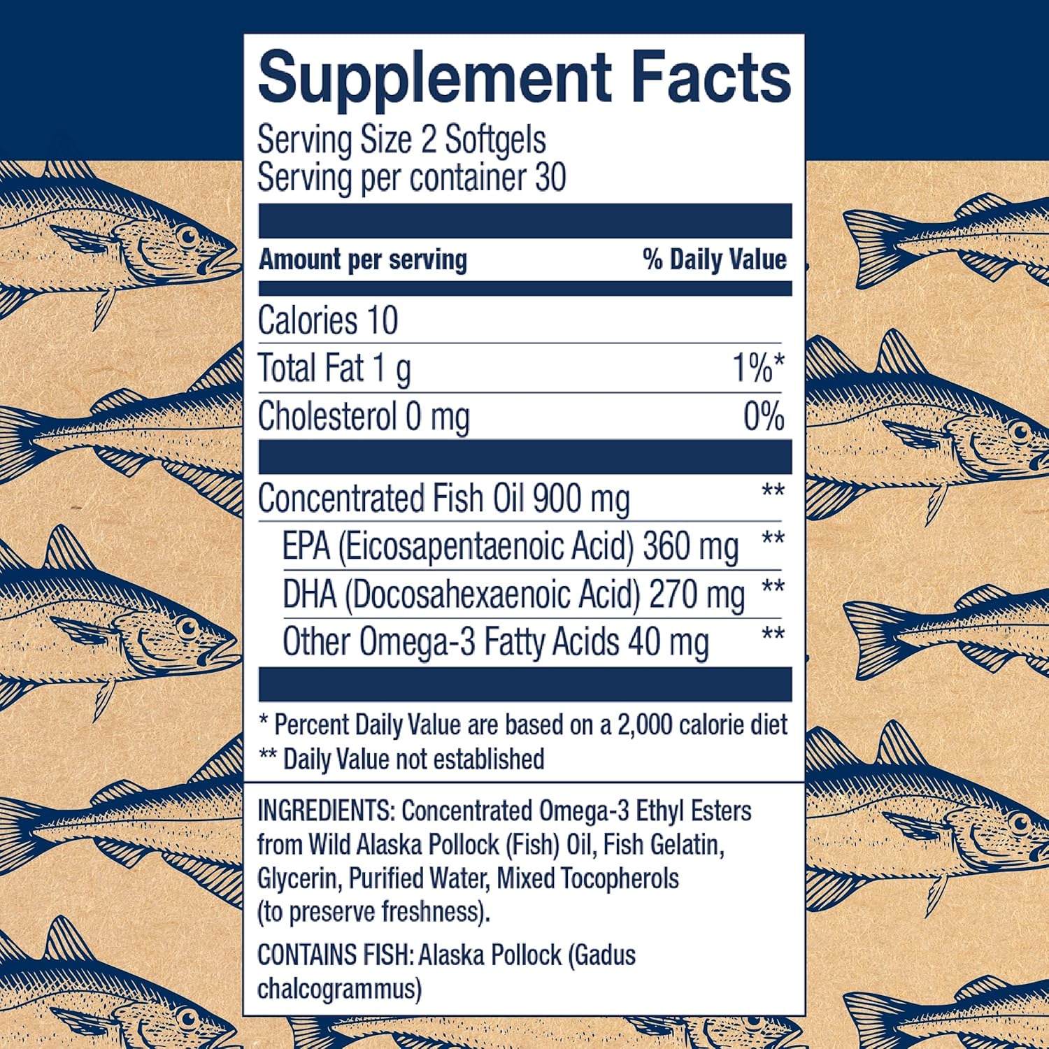Double-Strength Wild Alaskan Fish Oil Easy Swallow Minis - Omega-3 Supplement for Adults & Kids - 630mg EPA/DHA - 60 Mini Softgels