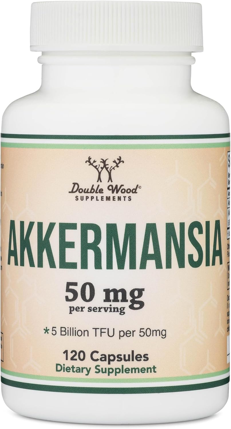 Double Wood Akkermansia Probiotic Capsules - 60 Capsules, 50mg, Third Party Tested, 5 Billion TFU, 50 Billion CFU