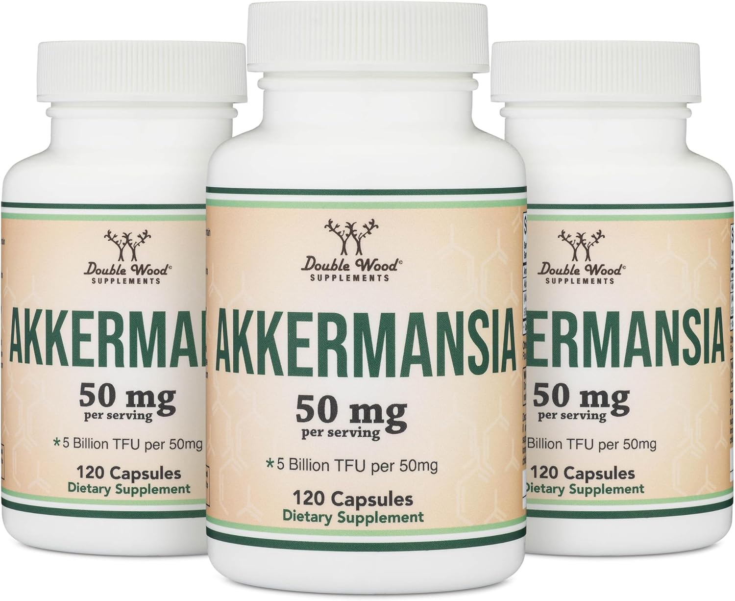 Double Wood Akkermansia Probiotic Capsules - 60 Capsules, 50mg, Third Party Tested, 5 Billion TFU, 50 Billion CFU