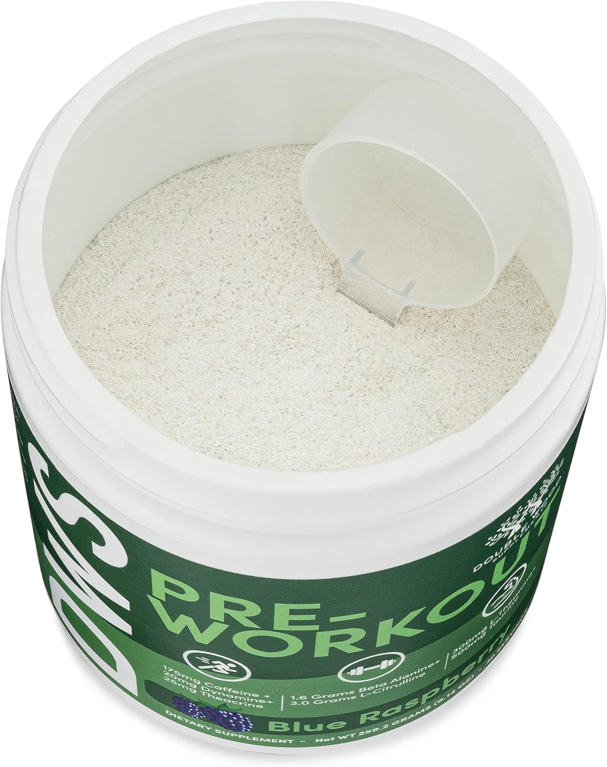 Double Wood Pre Workout Powder for Men & Women - 30 Servings with Caffeine, Beta Alanine, L-Citrulline, Dynamine, L-Theanine, Taurine, Theacrine - Includes Scoop (Blue Raspberry Flavor)