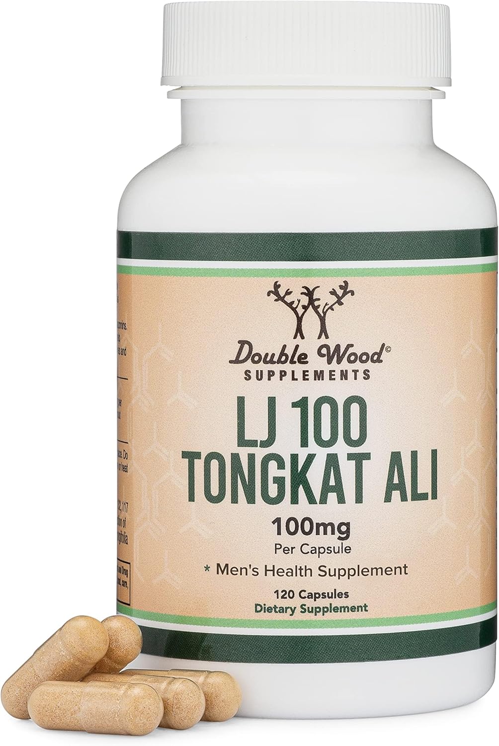 Double Wood Supplements LJ100 Tongkat Ali Capsules - Clinically Proven Men's Health Formula (120 Count)