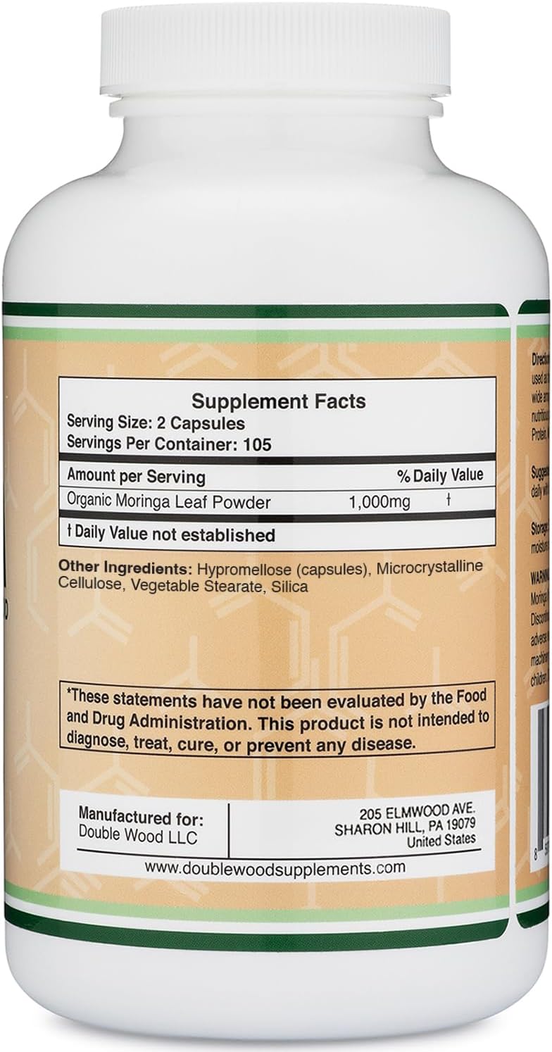 Double Wood Supplements Moringa Vegan Lactation Support Supplement for Increased Breast Milk Supply - Boost Breastfeeding with Superfood Formula
