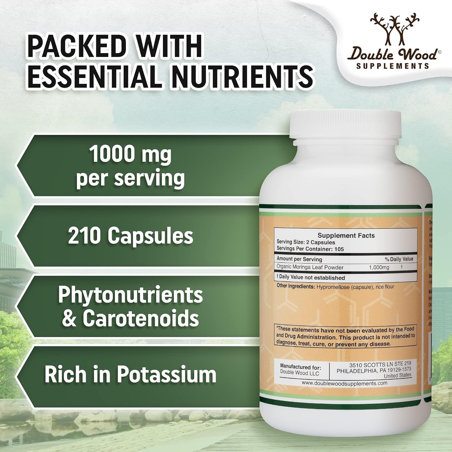 Double Wood Supplements Moringa Vegan Lactation Support Supplement for Increased Breast Milk Supply - Boost Breastfeeding with Superfood Formula