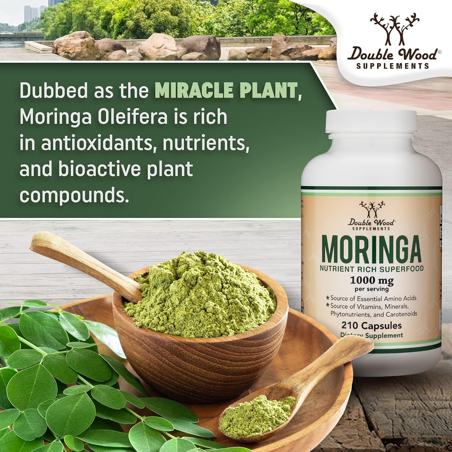 Double Wood Supplements Moringa Vegan Lactation Support Supplement for Increased Breast Milk Supply - Boost Breastfeeding with Superfood Formula