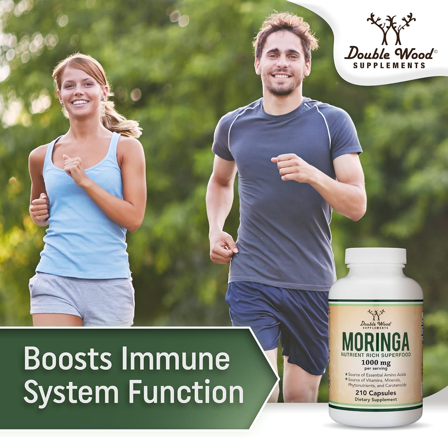 Double Wood Supplements Moringa Vegan Lactation Support Supplement for Increased Breast Milk Supply - Boost Breastfeeding with Superfood Formula